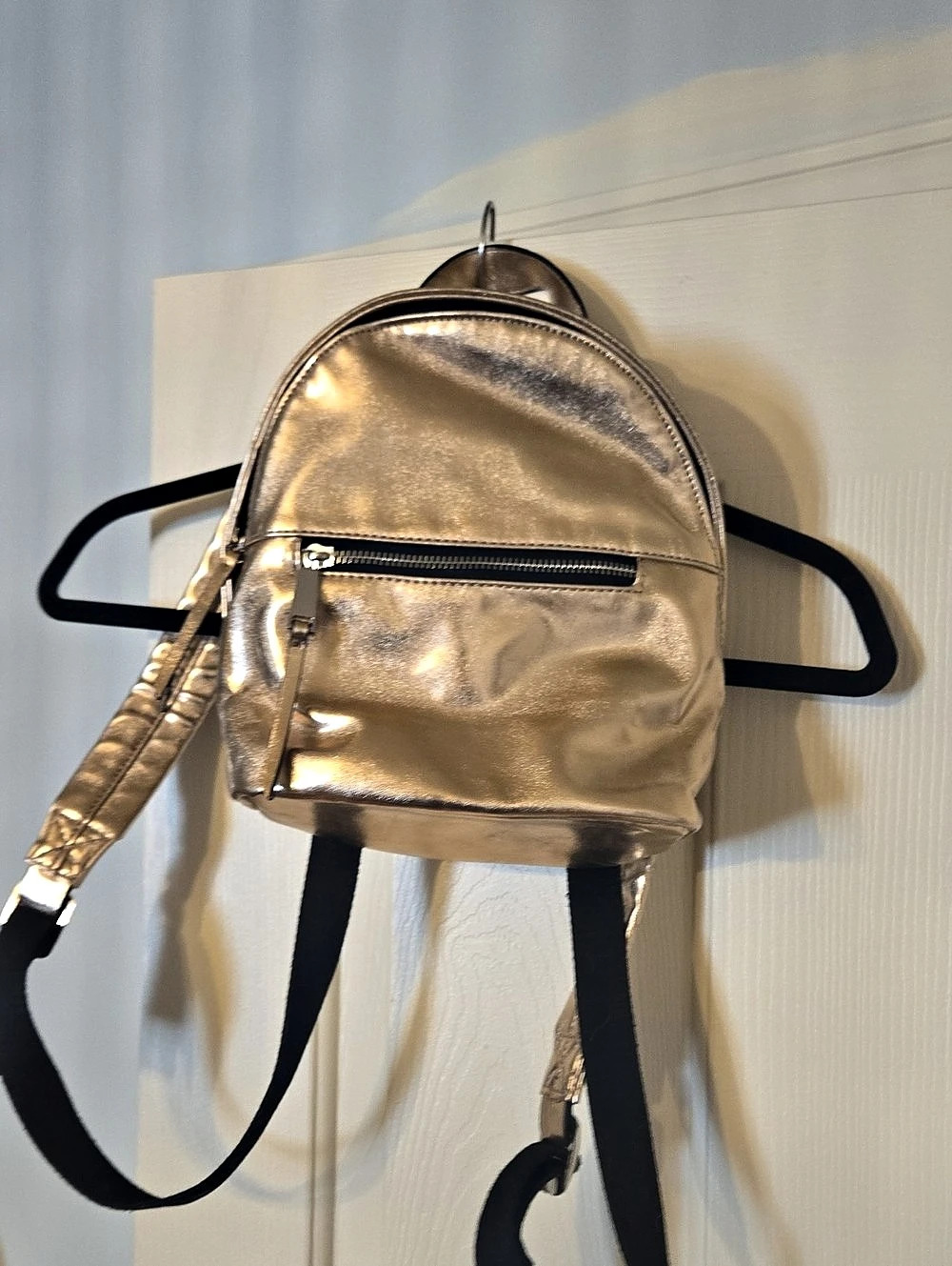 French Connection Metallic Mini Backpack in Gold